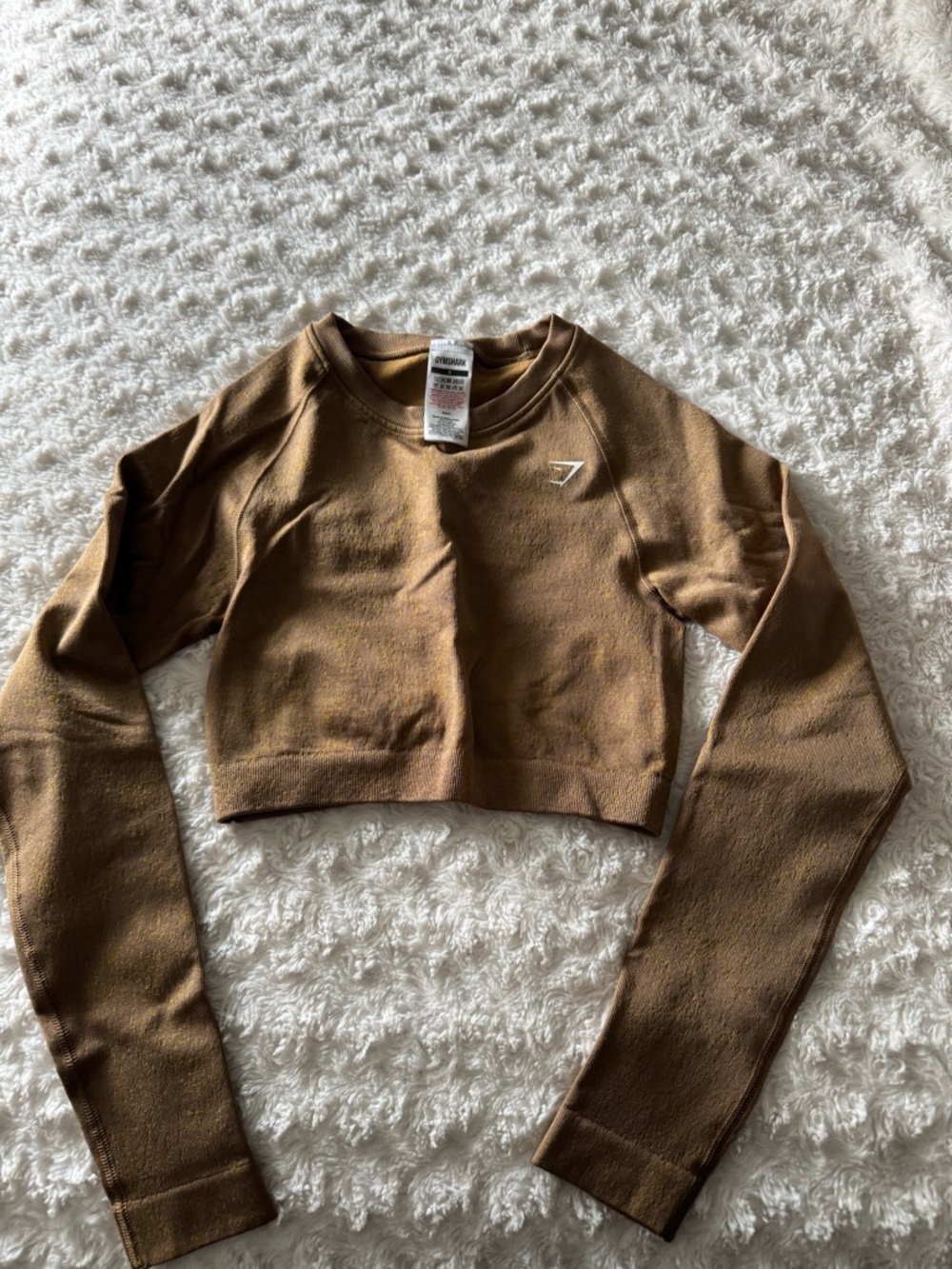 Gymshark Brown Cropped Long-Sleeve Seamless Top